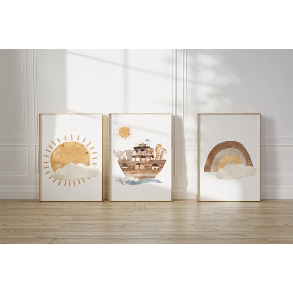 UNFFRAMED Christian Nursery Set Of 3 Decor& Shipped, Earth Tone Christian Nursery Decor Poster,Modern Scripture Decor, Bible Verse Posters Set 3 Prints 20x30