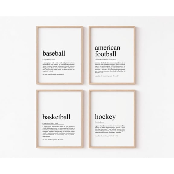 UNFFRAMED Classroom Posters Bundle Set0 Baseball Tennis Sportschool Volleyball Wall Art Teenage Boy Room Decor Set 4 Prints 20x30