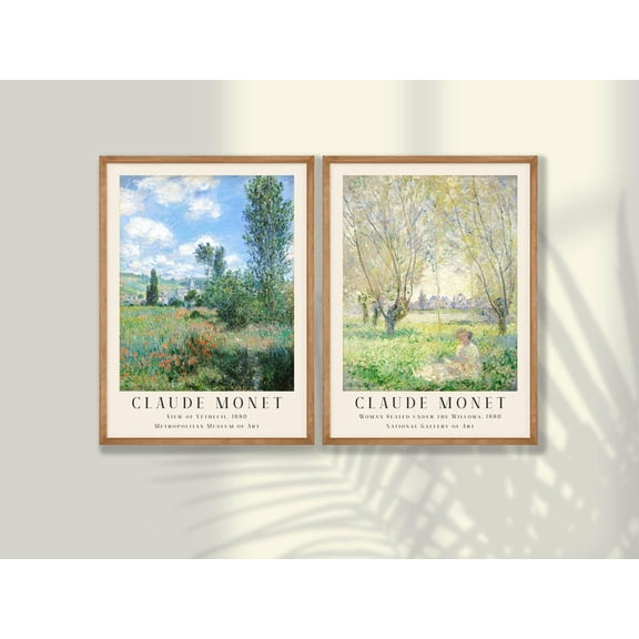 UNFFRAMED Claude Monet Art Prints Set, Landscape Gallery Wall Decor Set 2 Prints 8x12
