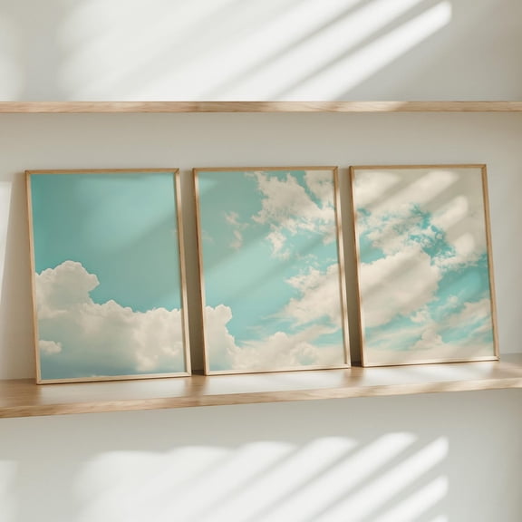 UNFFRAMED Cloud Landscape Wall Art Set, Vintage Posters, Home Decor, Nature Inspired Aesthetic Artwork Set 3 Prints 16x24