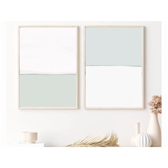 UNFFRAMED Coastal Abstract Art Prints, Minimalist Color Block Set Set 2 Prints 20x30