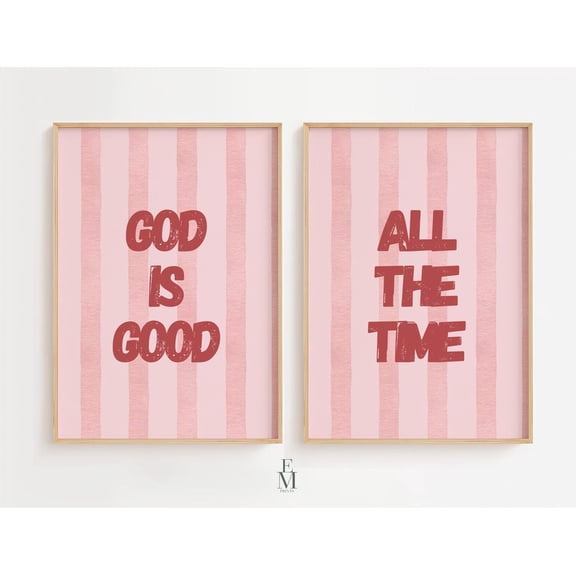 UNFFRAMED Coastal Christian Wall Art: God Is Good Bible Verse Print ( Set 2 Prints 20x30