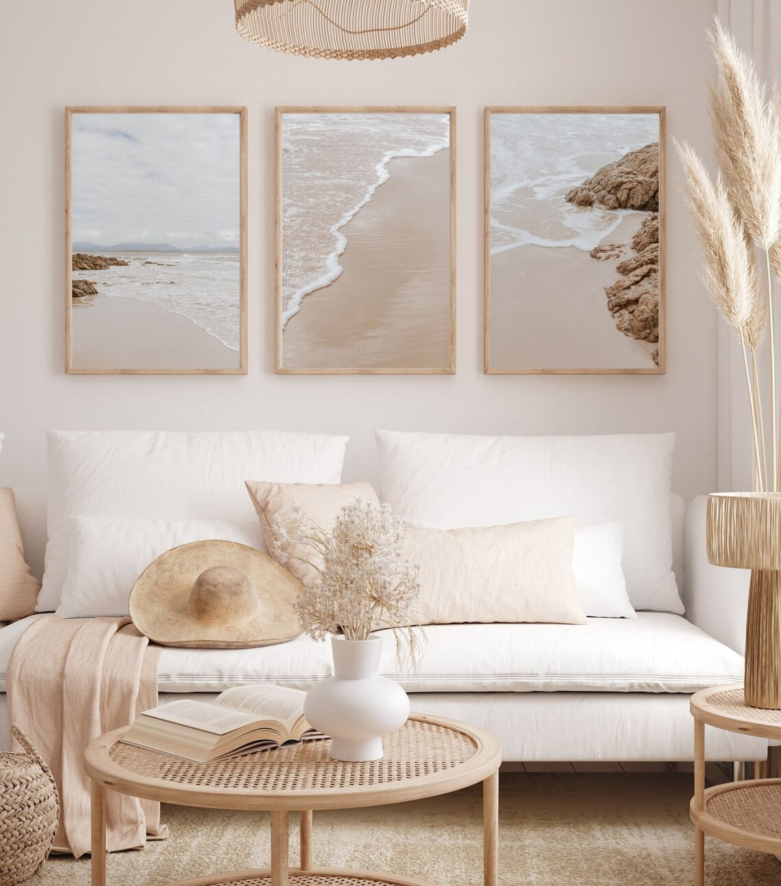 UNFFRAMED Coastal Wall Art Set Of 3 Coastal Posters For Living Room ...