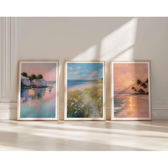 UNFFRAMED Coastal Wall Art Set, Summer Beach Posters, Ocean, Coquette — free download