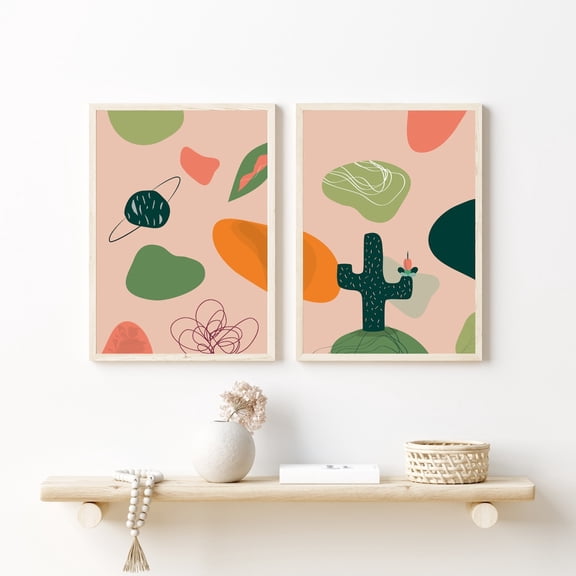 UNFFRAMED Desert Printable Art Set. Cactus Shapes posters. Prints. Abstract Wall Art. Modern Art. Desert Mystic Trend. Set 2 Prints 20x30