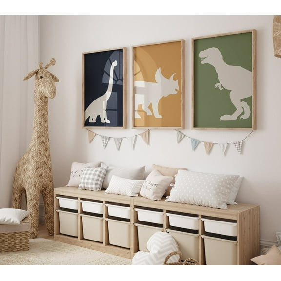 UNFFRAMED Dinosaur Prints For Boys Room, T-Rex Print, Triceratops Print, Brachiosaurus Print, Dinosaur Wall Art, Boy Nursery Decor, Boys Room Wall Art #35 Set 3 Prints 20x30