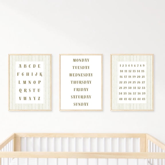 UNFFRAMED Educational Poster Set Of 3, Montessori Homeschool Wall Art Learning Prints For, Toddler Playroom Decor, Muted Tone Classroom Bundle Set 3 Prints 20x30