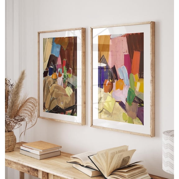 UNFFRAMED Edvard Weie Abstract Prints, Colorful Modern Wall Art Set Set 2 Prints 8x12