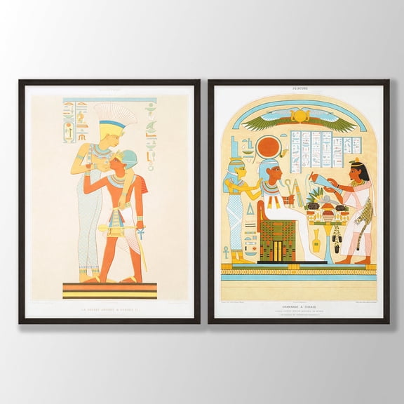 UNFFRAMED Egyptian Art Prints, Goddess Anouke and Osiris, Ancient Egypt Decor Set Set 2 Prints 8x12