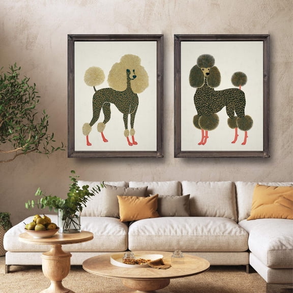 UNFFRAMED Elegant Leopard Poodle Wall Art Set, Stylish Dogs Posters, Set Of 2 Set 2 Prints 12x18