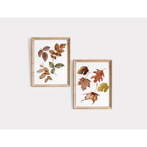 UNFFRAMED Fall Leaf Art Poster Set, Autumn Maple Leaves , 9X12 Jpeg & Pdf Set 2 Prints 20x30