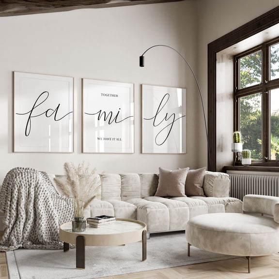 UNFFRAMED Family wall decor,Family sign,Together we have it all,printable,Family quotes,Family prints,Home Decor signs,Living room wall decor Set 3 Prints 16x24