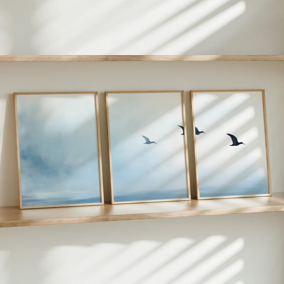 UNFFRAMED Flock Of Birds Wall Art Set, Modern Nature Decor, Minimalist Posters For Home, Artet Art Set 3 Prints 20x30