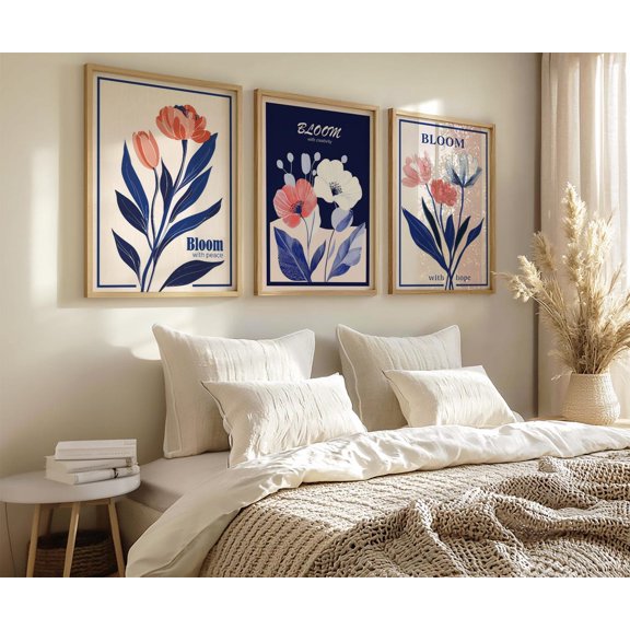 UNFFRAMED Floral Art Posters Set, Abstract Botanical Posters Set 3 Prints 20x30