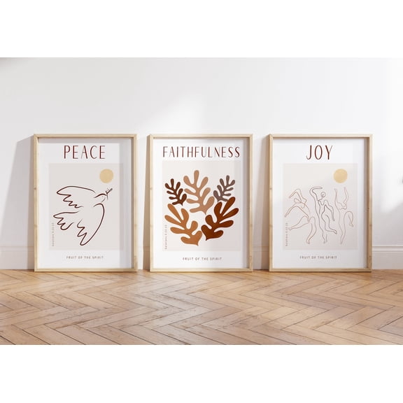 UNFFRAMED Fruit Of The Spirit Set Of 3, Minimal Art& Shipped, Modern Scripture Decor, Bible Verse Posters, Christian Home Decor Poster Set 3 Prints 20x30