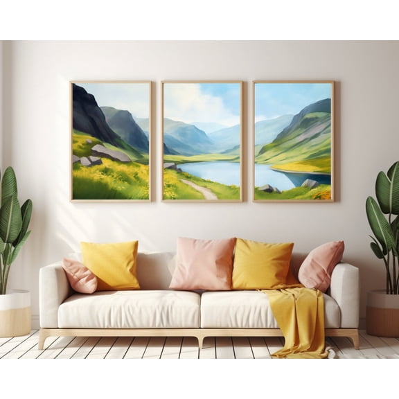 UNFFRAMED Gap Of Dunloe Poster Set Of 3, Irish Mountain Landscape Art, Ireland Travel Poster, Countryside Decor, Rural Nature Wall Artwork Set 3 Prints 8x12