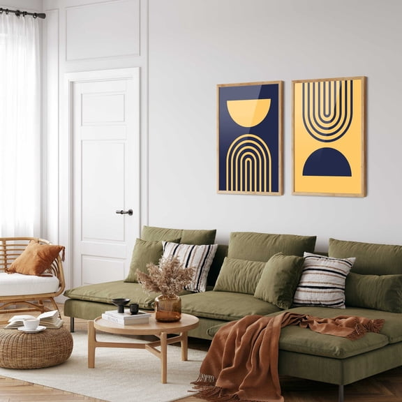 UNFFRAMED Geometric Arch Print Set, Mid-Century Modern Boho Wall Art Set 2 Prints 20x30