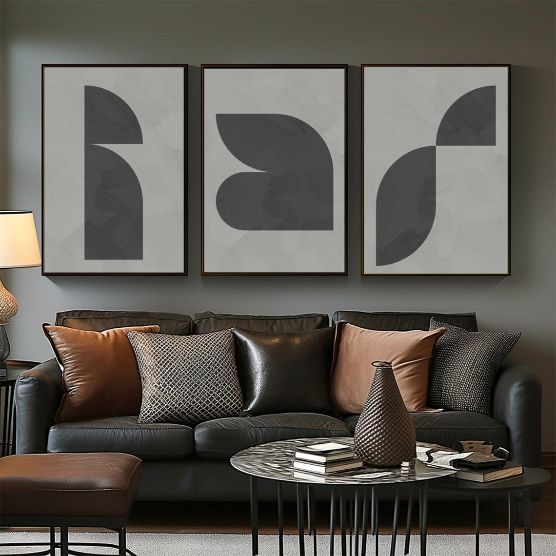 View of UNFFRAMED Geometric Art Prints Set, Minimalist Nordic Decor Set 3 ...