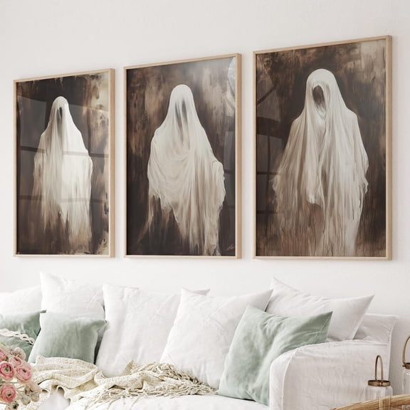 UNFFRAMED Ghost Art Print Set, Dark Academia Decor Set 3 Prints 12x18