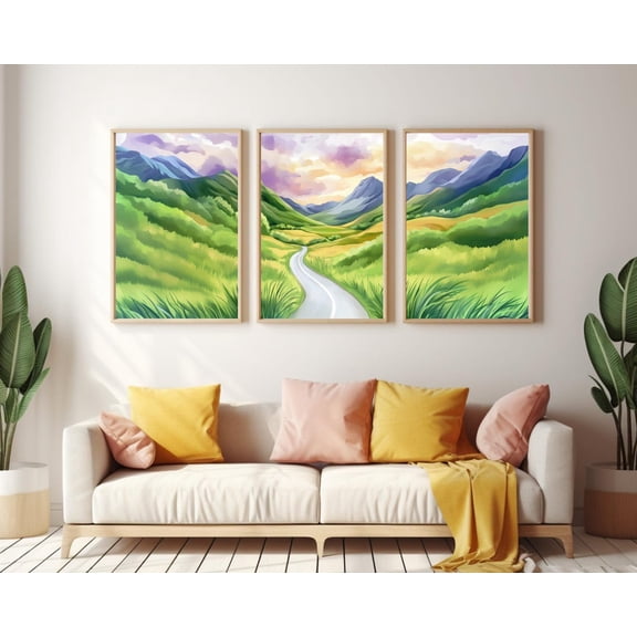 UNFFRAMED Glencoe Scotland Poster Set Of 3, Highlands Mountain Wall Art, Uk Countryside Decor, Rolling Hills Poster, Scottish Travel Art Set 3 Prints 16x24