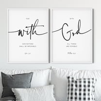 UNFFRAMED With God Bible Verse Wall Art Set Of 2, Modern Kjv Scripture Quote Prints Minimalist Living Room Art Christian Wall Art Decor Set 2 Prints 8x12