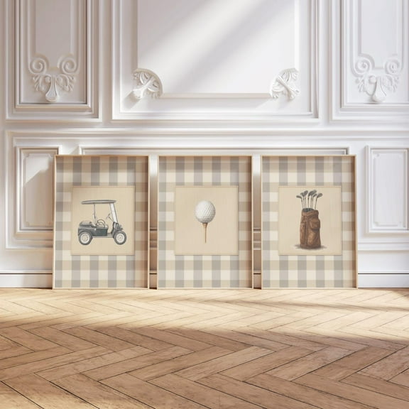 UNFFRAMED Golf Art Vintage Boys Room, Set Of 3 Gallery Wall Golf Poster, Golfer,Man Cave Print,Vintage Sport Nursery Decor,Playroom Golf Wall Art Set 3 Prints 16x24