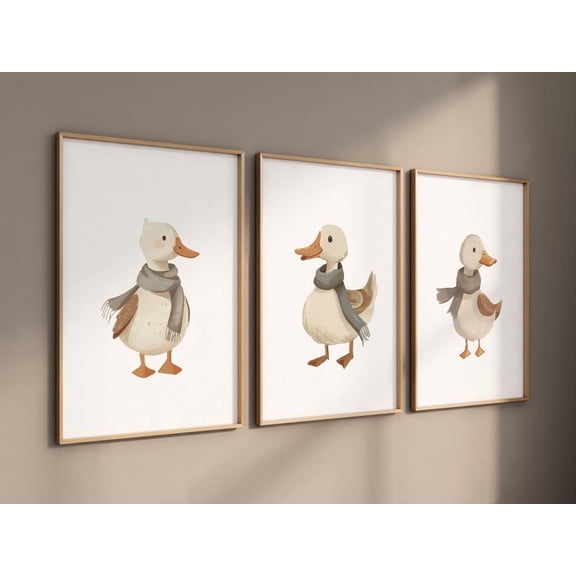 UNFFRAMED Goose Nursery Wall Art, Goose Gallery Wall Art, Baby Girl Nursery Ideas, Goose Nursery, Animal Themed Decor, Animal Prints, Gender Neutral #560 Set 3 Prints 20x30
