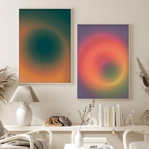 UNFFRAMED Gradient Abstract Art Posters Modern Colorful Minimalist Decor Set 2 Prints 16x24
