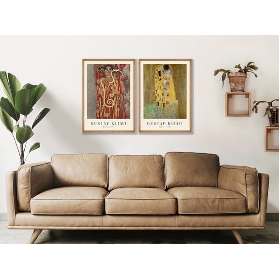 UNFFRAMED Gustav Klimt Art Nouveau Print Set, The Kiss & Hygieia Set 2 Prints 20x30