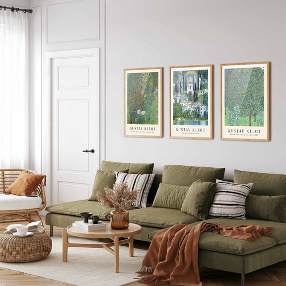 UNFFRAMED Gustav Klimt Landscape Prints Set, Art Nouveau Home Decor Set 3 Prints 8x12