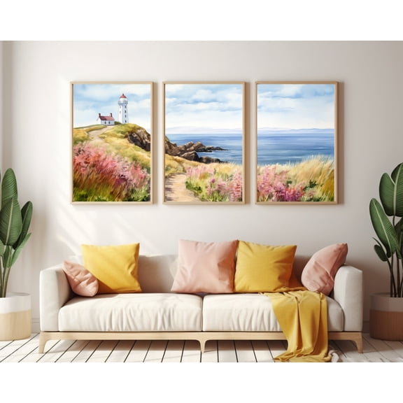 UNFFRAMED Howth Ireland Poster Set Of 3, Coastal Lighthouse Wall Art, Seaside Cliff Decor, Irish Country Landscape, Dublin Travel Poster Set 3 Prints 20x30