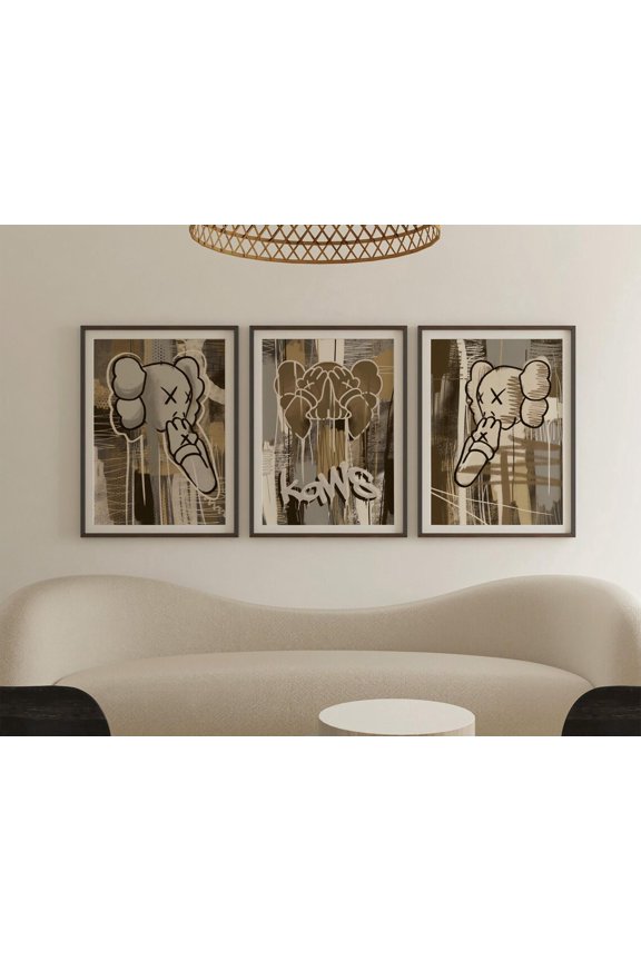 UNFFRAMED Hypebeast Wall Art Set Of 3, Modern Street Pop Art Posters, Neutral Abstract Poster, Contemporary Home Decor, For Him Her Set 3 Prints 20x30