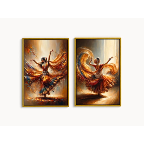 UNFFRAMED Indian Dance Wall Art Set, Woman Front And Back View, Traditional Indian Dancer, South Indian Wall Art, Indian Set 2 Prints 16x24