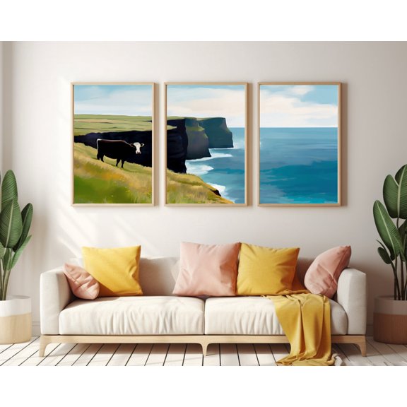 UNFFRAMED Inishmore Poster Set Of 3, Ireland Coastal Wall Art, Wild Atlantic Way Poster, Cliffs Landscape Decor, Galway Travel Artwork Set 3 Prints 16x24