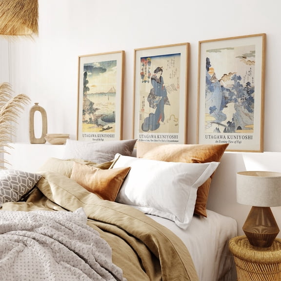 UNFFRAMED Japanese Wall Art, Set Of 3 Utagawa Kuniyoshi, Japanese Decor, Asian Art Print, Japanese Ukiyo-E Style, Living Room Art, Japanese Set 3 Prints 20x30