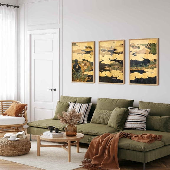 UNFFRAMED Japanese Woodblock Landscape Art Prints, Set 3 Prints 20x30
