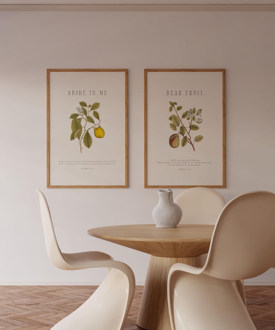 UNFFRAMED John 15:5, I Am The Vine Bible Verse Wall Art, Vintage Fruit ...