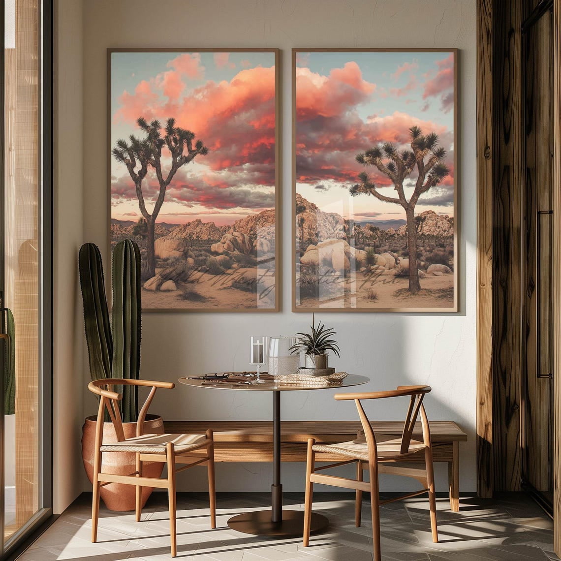 UNFFRAMED Joshua Tree Sunset Poster Set, California Desert Wall Art Set ...