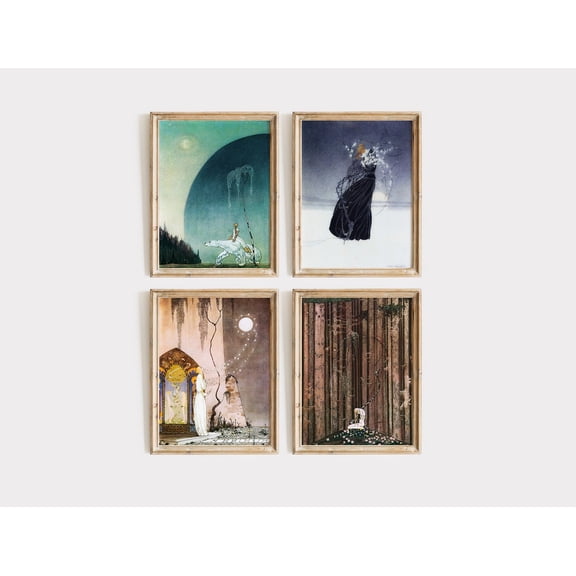 UNFFRAMED Kay Nielsen Collection Set Of 4, Fairytale Gallery Wall, Room Wall Decor, The Golden Age Of Illustration, Famous Fairytale Art. Set 4 Prints 16x24