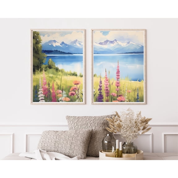 UNFFRAMED Lake Geneva Poster, Set Of 2, Swiss Alpine Landscape Wall Art, European Mountain Decor, Lakeside Travel Poster, Switzerland Art Set 2 Prints 20x30