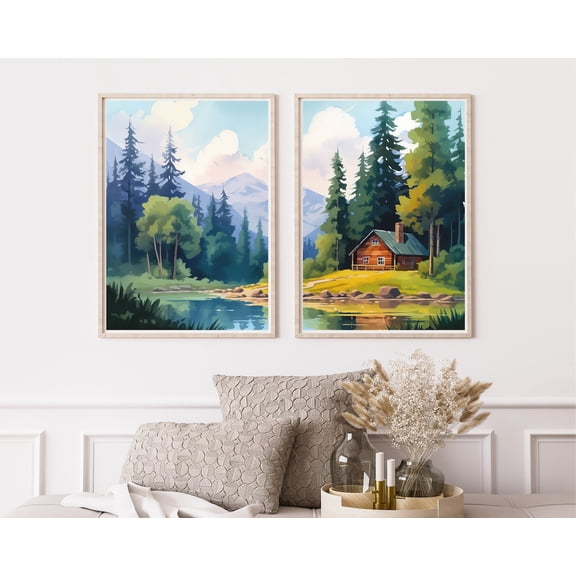 UNFFRAMED Lake Tahoe Poster, Set Of 2, Sierra Nevada Mountain Wall Art, Alpine Landscape Decor, Crystal Lake Travel Poster, Us Nature Art Set 2 Prints 20x30
