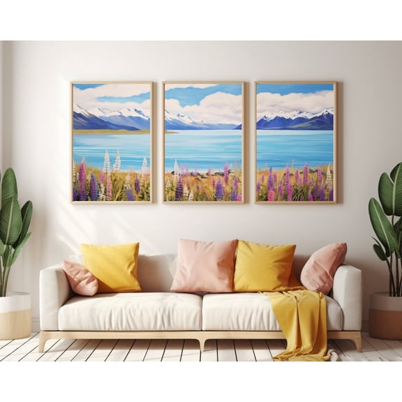 UNFFRAMED Lake Tekapo Poster Set Of 3, New Zealand Wall Art, Coastal Landscape Poster, Nature Decor, Ocean Artwork, South Island Travel Set 3 Prints 12x18