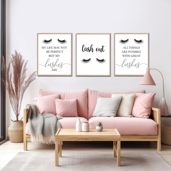 UNFFRAMED Lash out,Eyelashes Prints Set,,Lashes Print,Lash Decor,Beauty Salon Decor,Lashes Studio,Lash room decor,My life may not be perfect Set 3 Prints 12x18