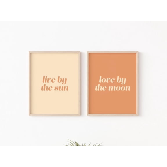 UNFFRAMED Live By The Sun Love By The Moon,, Boho Prints, Boho Decor,, Home, Bedroom Prints, Bohemian, Wall Art Set 2 Prints 20x30