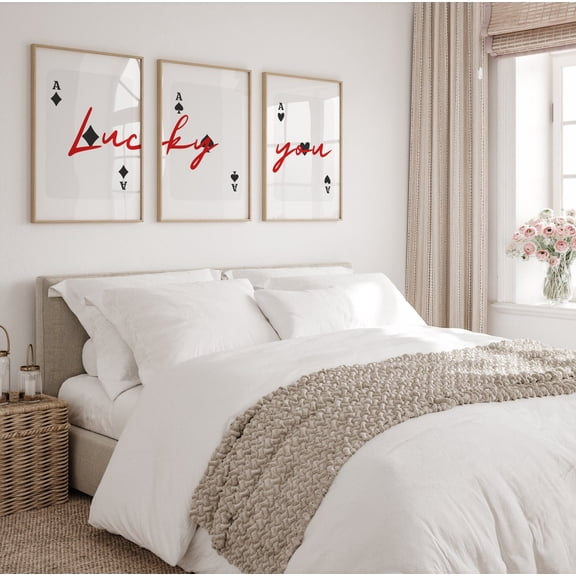 UNFFRAMED Lucky You Set Playing Card Posters Trendy Retro Wall Art Y2K Decor Trendy Aesthetic Wall Decor Set Ace Of Hearts/Spades/Diamond Set 3 Prints 12x18