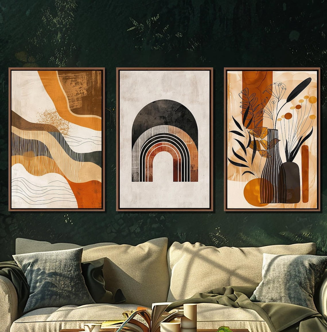 UNFFRAMED Luvia Abstract Boho Triptych Poster Set of 3 Neutral ...