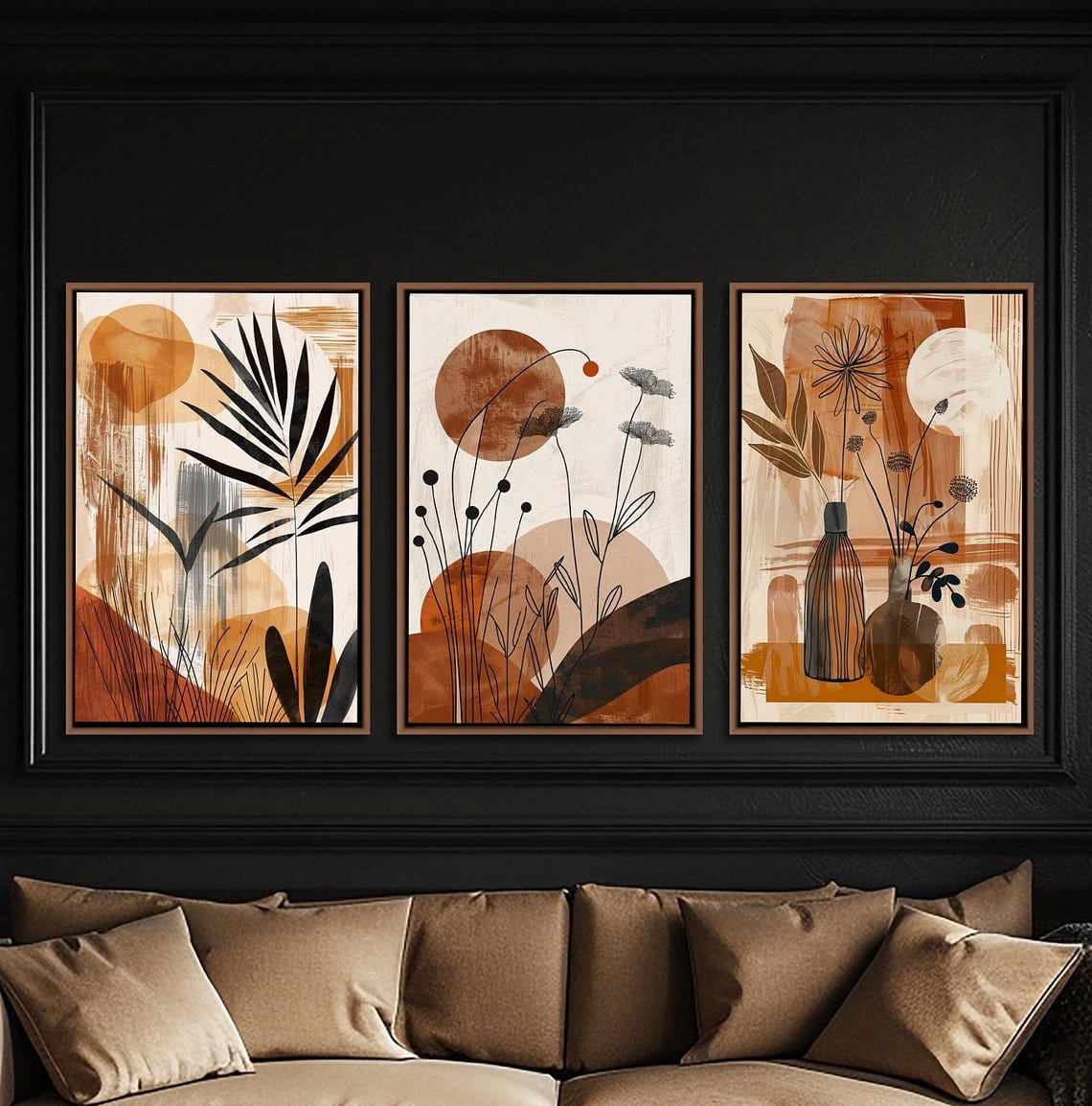 UNFFRAMED Luvia Abstract Floral Poster Set of 3 Boho Style Botanical ...