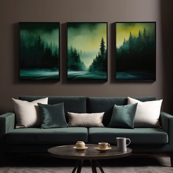 UNFFRAMED Luvia Enchanted Forest Poster Set Of 3 Mystic Green Wilderness Nature Inspired Wall Art for Peaceful Living Space Decor Set 3 Prints 16x24