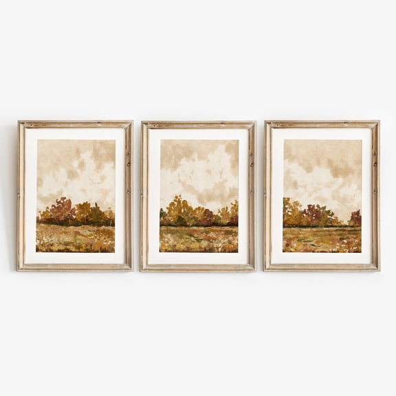 UNFFRAMED Luvia Fall Trees Poster Set of 3, Rustic Autumn Landscape Wall Art Seasonal Home Prints Set 3 Prints 8x12
