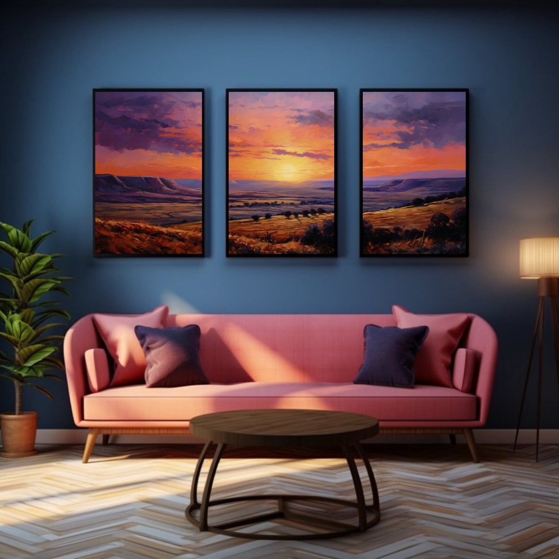 UNFFRAMED Luvia Mesa Sunset Print Wall Art Set of 3 Poster, Desert ...